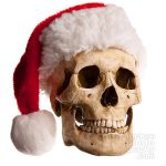 The Skull of an Elf wearing a Santa Hat