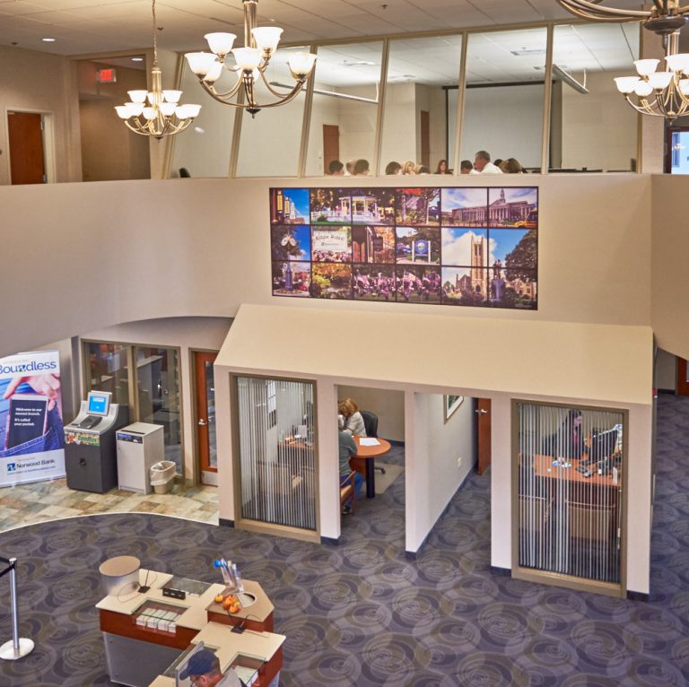 Creating a lobby photo mural for The Norwood Bank